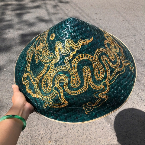 Nón lá cỏ bàng vẽ mẫu Rồng Phụng - Nón cỏ chắc chắn (mẫu đẹp)