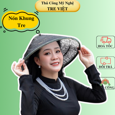 (Tặng Dây Đeo) Nón Khung Lưới Nan Tre , Nón Lá Thưa Chụp ảnh Áo Dài