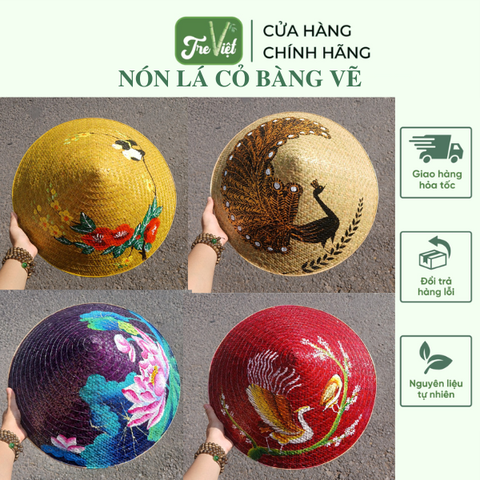 Nón lá cỏ bàng vẽ nhiều mẫu - Nón cỏ chắc chắn (mẫu đẹp)