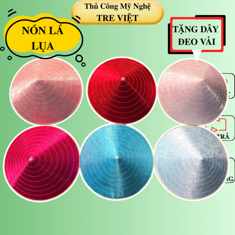 Nón lá LỤA đẹp - Nón lụa 2 lớp dày chắc chắn dùng che nắng/ chụp ảnh (có sẵn dây nón)