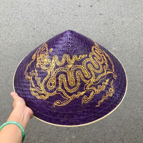 Nón lá cỏ bàng vẽ mẫu Rồng Phụng - Nón cỏ chắc chắn (mẫu đẹp)