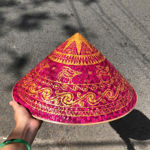 Nón lá cỏ bàng vẽ mẫu trống đồng - Nón cỏ chắc chắn (mẫu đẹp)