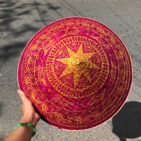 Nón lá cỏ bàng vẽ mẫu trống đồng - Nón cỏ chắc chắn (mẫu đẹp)