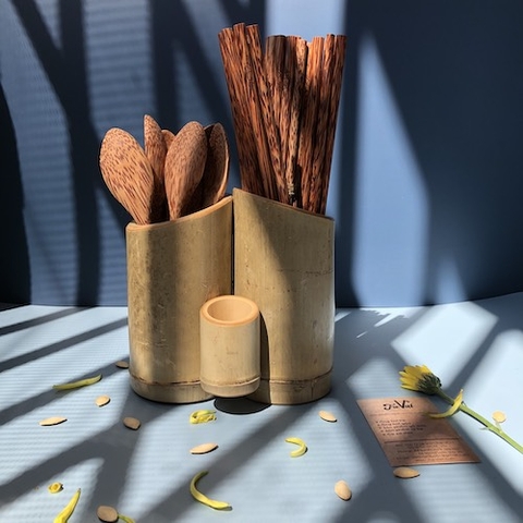 Ống tre đựng đũa tăm - Bamboo Holder