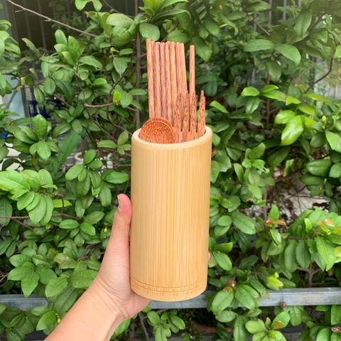 Ống tre đựng đũa tăm - Bamboo Holder