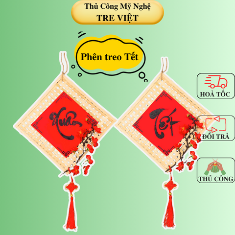 Tấm Treo Trang Trí Tết - Tấm tre treo cửa Tết (nhiều mẫu) - Phên tre, Vỉ tre trang trí, decor