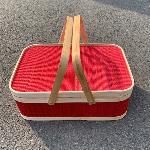 Hộp Đựng Quà Tết Nâu - Giỏ Quà Tết - Hộp Vali Tre Nâu - Giỏ Picnic Tre - Bamboo Picnic Basket