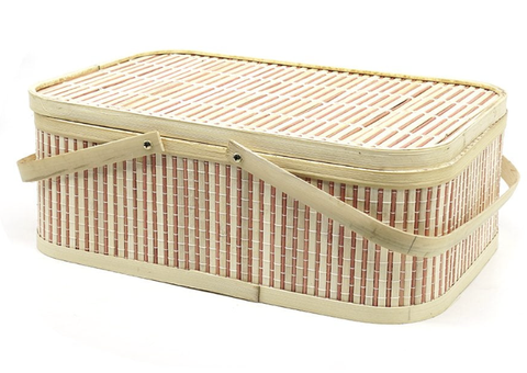 Hộp Đựng Quà Tết Nâu - Giỏ Quà Tết - Hộp Vali Tre Nâu - Giỏ Picnic Tre - Bamboo Picnic Basket