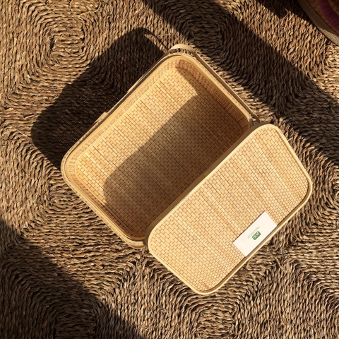 Hộp Đựng Quà Tết Nâu - Giỏ Quà Tết - Hộp Vali Tre Nâu - Giỏ Picnic Tre - Bamboo Picnic Basket