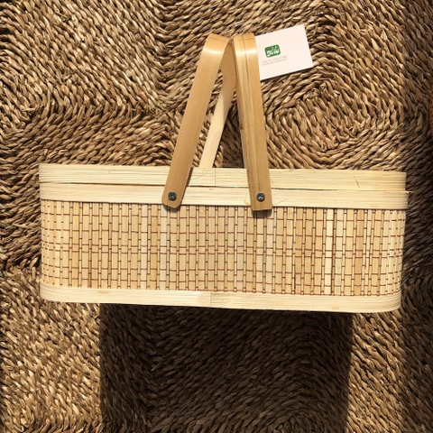 Hộp Đựng Quà Tết Nâu - Giỏ Quà Tết - Hộp Vali Tre Nâu - Giỏ Picnic Tre - Bamboo Picnic Basket