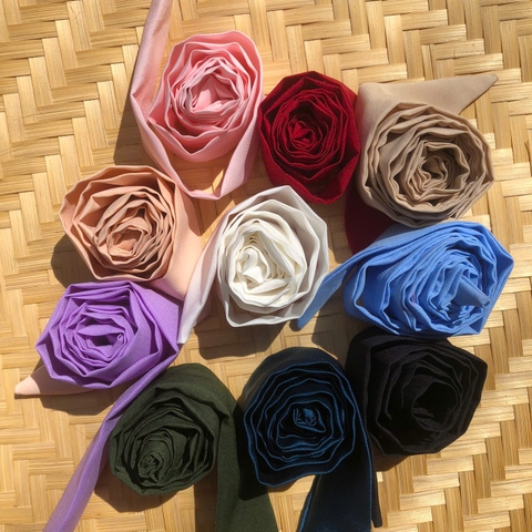 Dây quai nón lá vải lót lụa dài 1m2 x 3cm - Khăn lụa dáng dài thắt nơ cổ, túi xách thanh lịch