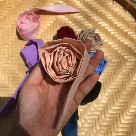 Dây quai nón lá vải lót lụa dài 1m2 x 3cm - Khăn lụa dáng dài thắt nơ cổ, túi xách thanh lịch