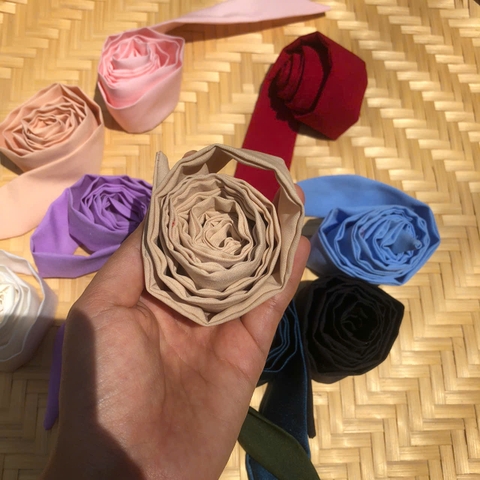 Dây quai nón lá vải lót lụa dài 1m2 x 3cm - Khăn lụa dáng dài thắt nơ cổ, túi xách thanh lịch