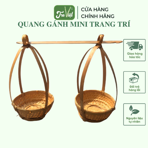 Quang gánh mini trang trí decor dễ thương  chụp ảnh -  Quang gánh tre mini hun khói
