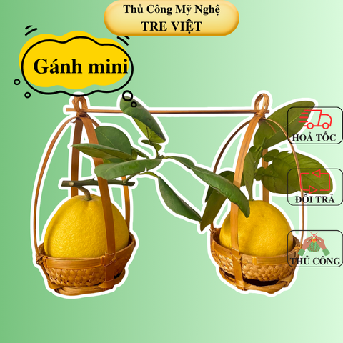 Quang gánh mini trang trí decor dễ thương  chụp ảnh -  Quang gánh tre mini hun khói