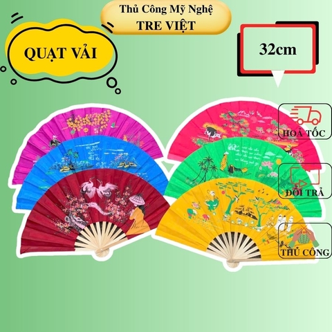 Quạt vải Huế in hình phong cảnh nhiều màu (mẫu ngẫu nhiên) làm quà lưu niệm