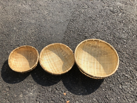 Rổ Cật Tre cạp mây - Rá Tre Xanh Đựng Đồ Decor Trang Trí