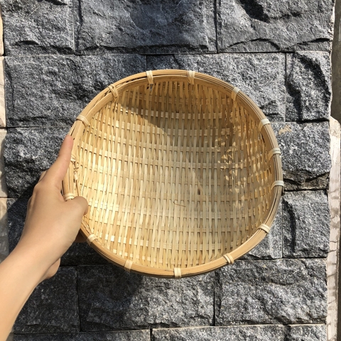 Rổ Cật Tre cạp mây - Rá Tre Xanh Đựng Đồ Decor Trang Trí