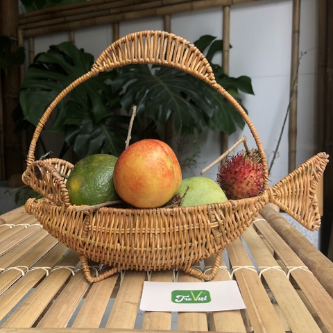 Rổ mây trang trí decor hình con cá đựng trái cây/ bánh kẹo