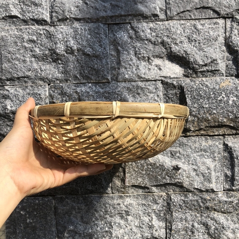 Rổ Cật Tre cạp mây - Rá Tre Xanh Đựng Đồ Decor Trang Trí