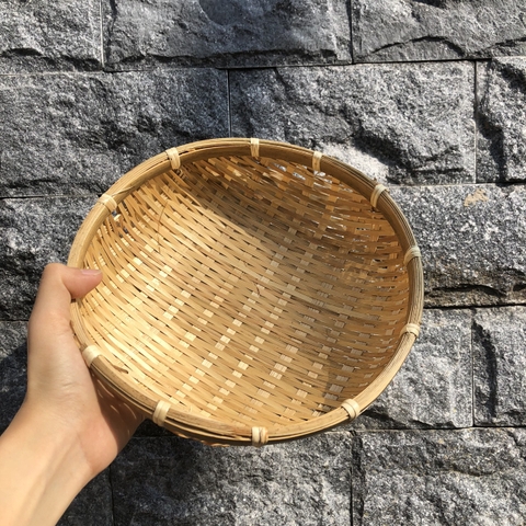 Rổ Cật Tre cạp mây - Rá Tre Xanh Đựng Đồ Decor Trang Trí