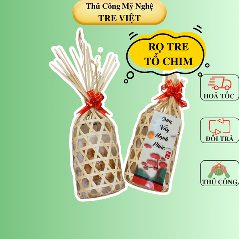 Rọ tre đựng giò chả/ Tổ chim đựng rượu làm quà Tết - Giỏ mây tre đan đựng kẹo