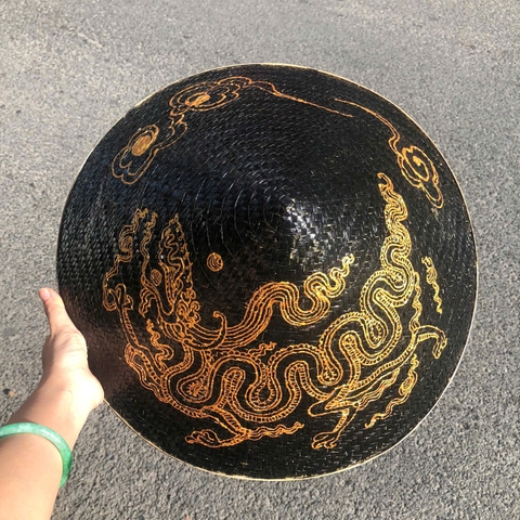 Nón lá cỏ bàng vẽ mẫu Rồng Phụng - Nón cỏ chắc chắn (mẫu đẹp)