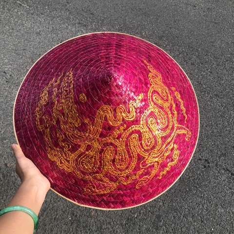 Nón lá cỏ bàng vẽ mẫu Rồng Phụng - Nón cỏ chắc chắn (mẫu đẹp)