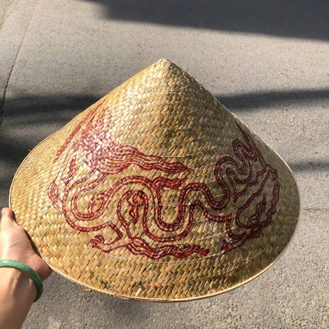 Nón lá cỏ bàng vẽ mẫu Rồng Phụng - Nón cỏ chắc chắn (mẫu đẹp)