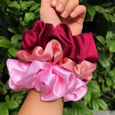 Dây Cột Tóc Scrunchie Handmade -Lụa Bóng Xinh Xắn Siêu Co Giãn