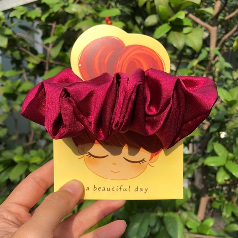 Dây Cột Tóc Scrunchie Handmade -Lụa Bóng Xinh Xắn Siêu Co Giãn