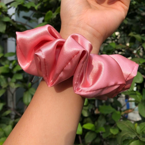 Dây Cột Tóc Scrunchie Handmade -Lụa Bóng Xinh Xắn Siêu Co Giãn