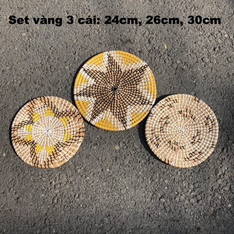 Set Dĩa Cói Treo Tường - Set Đĩa Cói Trang Trí Tường