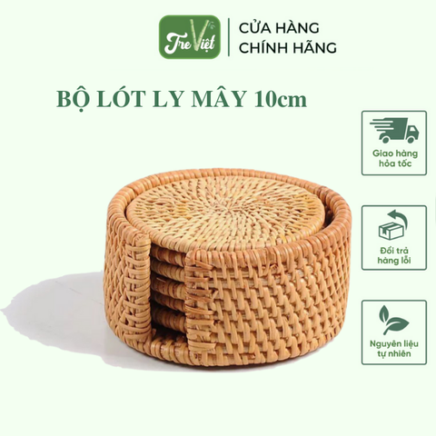 Bộ lót ly mây - Rattan Coasters Set