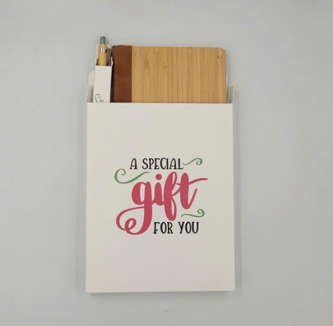 Sổ tay da bìa tre tặng kèm bút bi tre khắc tên theo yêu cầu làm quà tặng