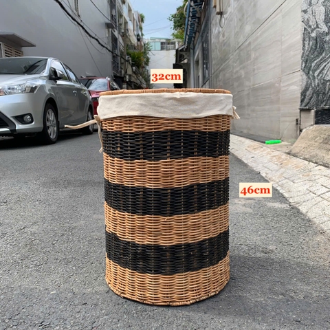 Thùng Sọt Tròn Đựng Quần Áo siêu to - Thùng Đựng Đồ Mây có vải lót