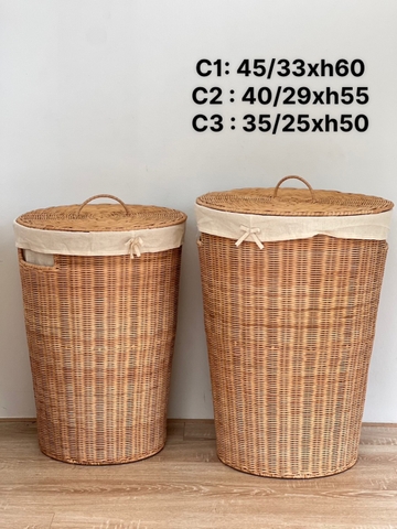 Thùng Sọt Tròn Đựng Quần Áo siêu to - Thùng Đựng Đồ Mây có vải lót