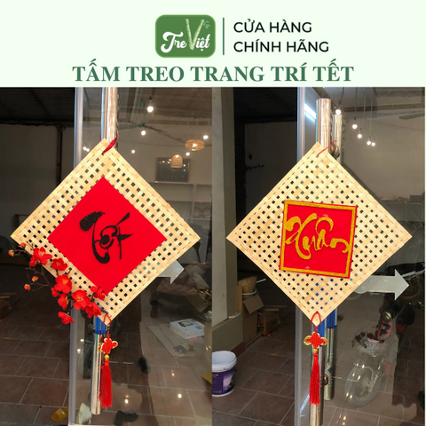 Tấm Treo Trang Trí Tết - Tấm tre treo cửa Tết (nhiều mẫu) - Phên tre, Vỉ tre trang trí, decor