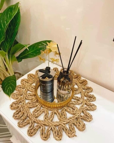 Thảm cói - Tấm lót hoạ tiết - Trải bàn, decor, trang trí tường