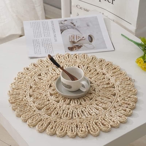 Thảm cói - Tấm lót hoạ tiết - Trải bàn, decor, trang trí tường