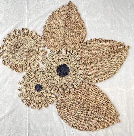 Thảm cói - Tấm lót hoạ tiết - Trải bàn, decor, trang trí tường