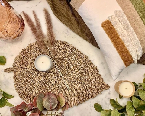 Thảm Cói Trải Sàn Hình Lá Trang Trí Decor Nhà Cửa Chụp Ảnh Cực Xinh