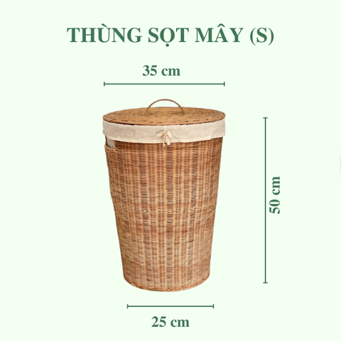 Thùng Sọt Tròn Đựng Quần Áo siêu to - Thùng Đựng Đồ Mây có vải lót