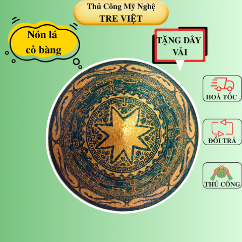 Nón lá cỏ bàng vẽ mẫu trống đồng - Nón cỏ chắc chắn (mẫu đẹp)