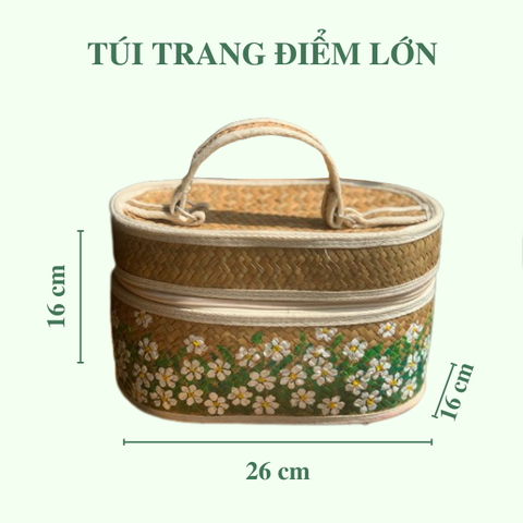 Túi đựng mỹ phẩm thời trang - Giỏ xách đựng đồ trang điểm bằng cỏ bàng
