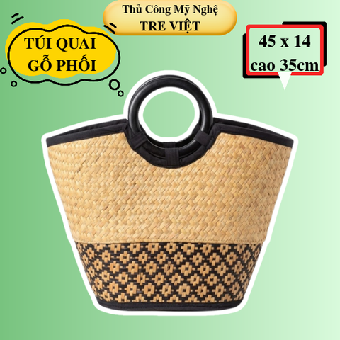 Túi xách quai gỗ phối màu đẹp