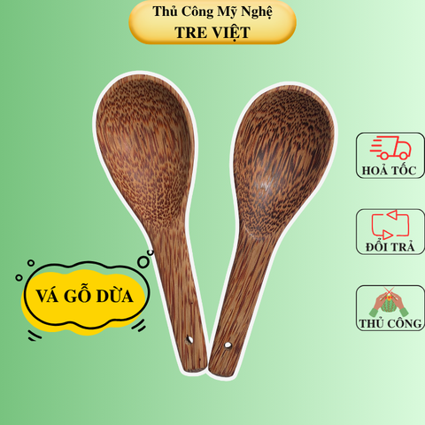 Vá cơm gỗ dừa - Muỗng xới cơm gỗ