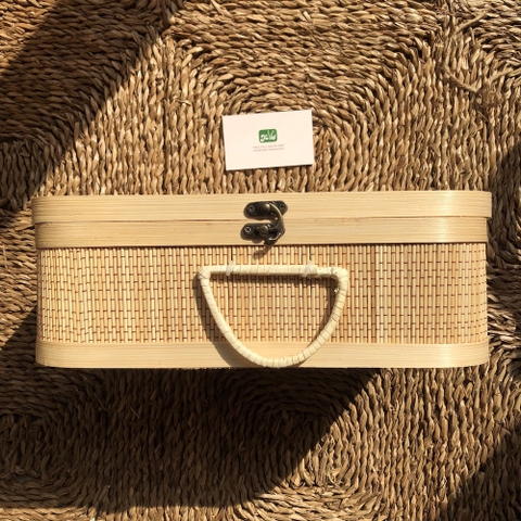Hộp Đựng Quà Tết Nâu - Giỏ Quà Tết - Hộp Vali Tre Nâu - Giỏ Picnic Tre - Bamboo Picnic Basket