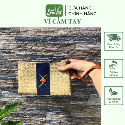 Ví Cầm Tay - Ví Cỏ Bàng Hoạ Tiết Hoa văn