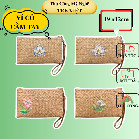 Ví Cầm Tay - Ví Cỏ Bàng Hoạ Tiết Hoa văn
